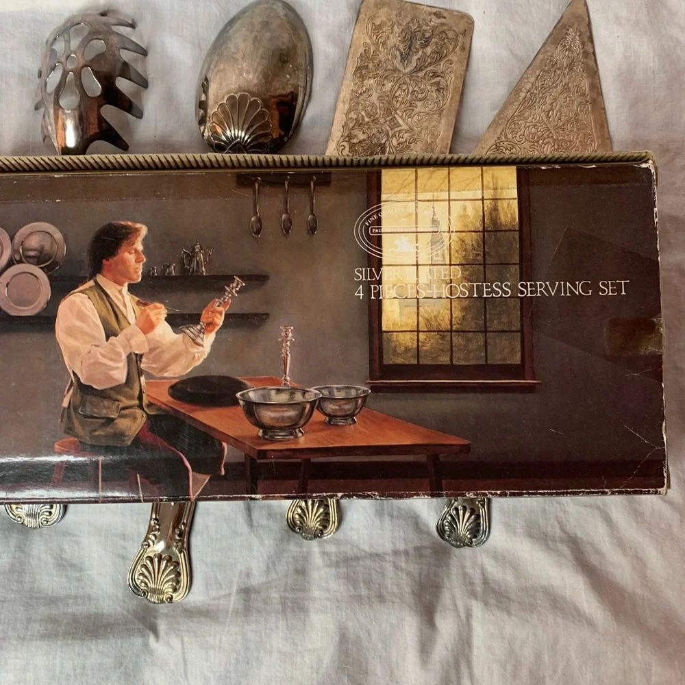 vintage 1987 Godinger silver plated 4 pieces-hostess serving set Paul Revere